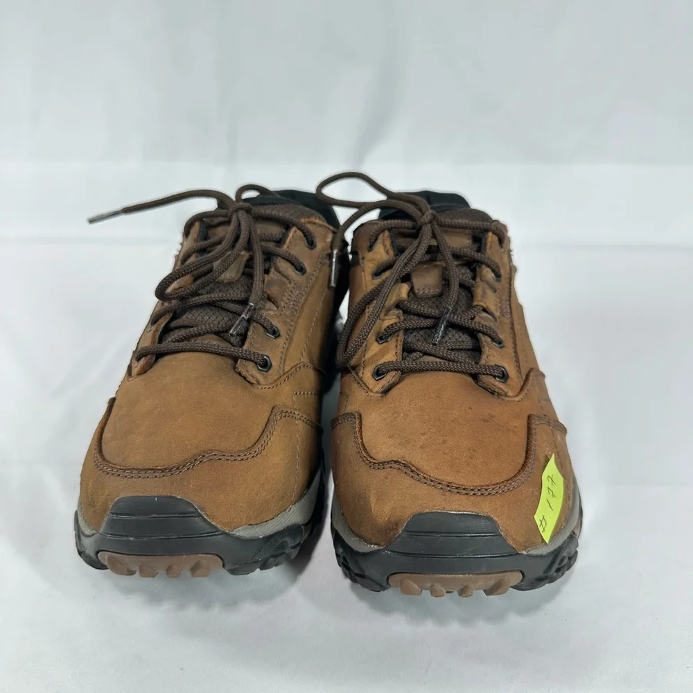 #177 Merrell Shoes Mens Size 8 Brown Leather Trail Hiking Vibram Sneakers J91827